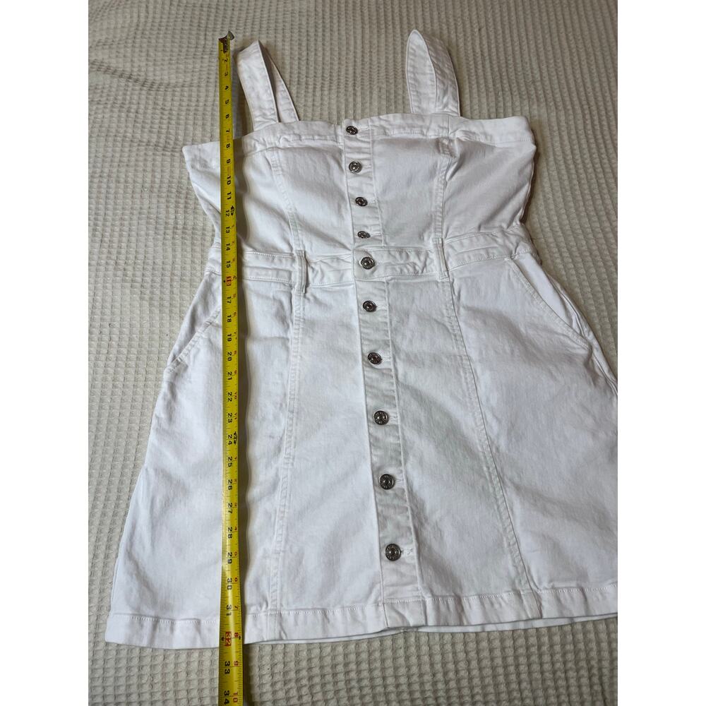 PAIGE Maddy Crisp White Denim Button Up Sleeveless Midi Dress Size 12 Minimalist - Picture 4 of 13